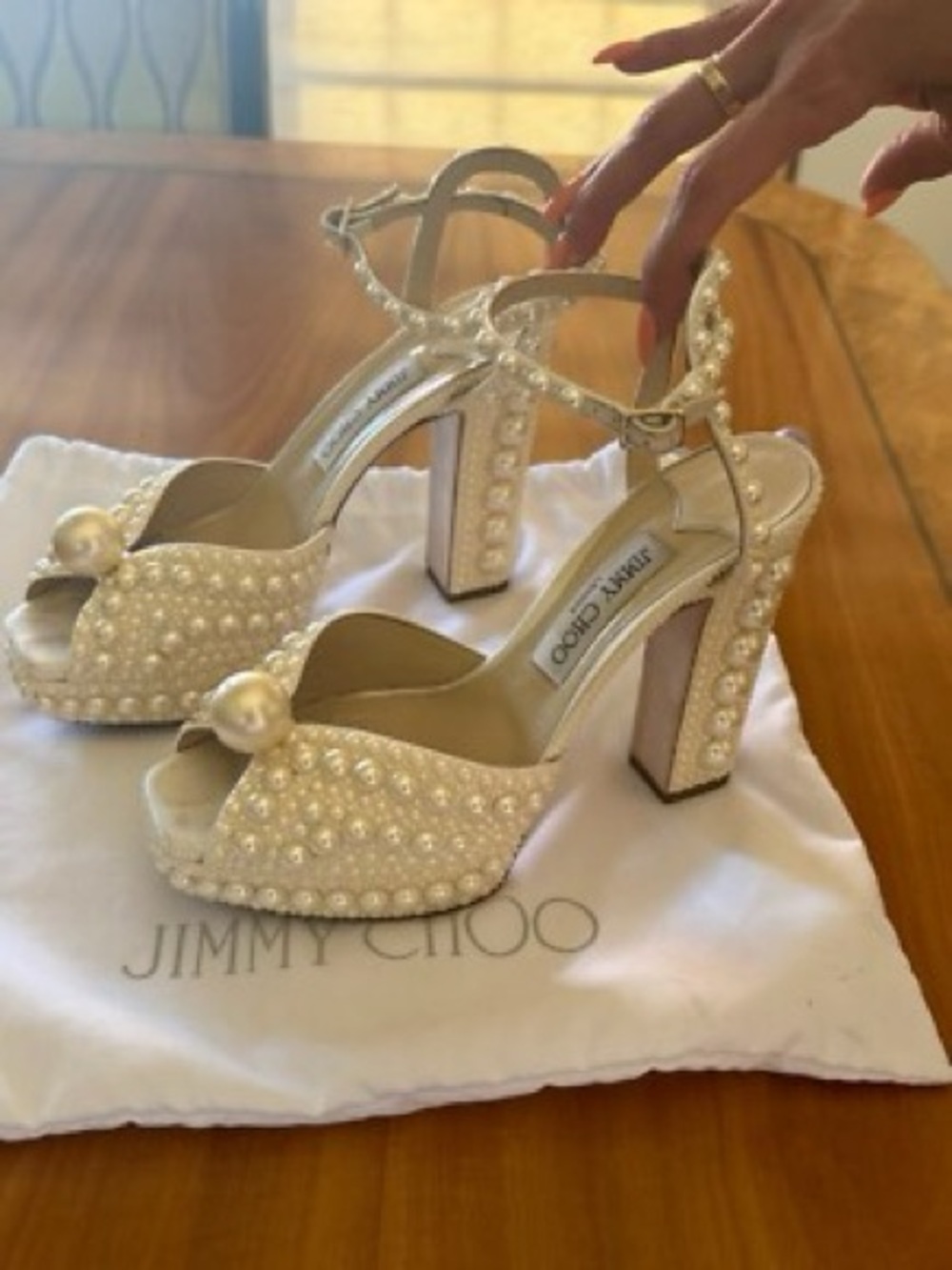 Jimmy Choo ‘Sacaria’ Pearl Platform Heels | 38.5